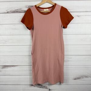 ROOLEE Kids Girls Pink Orange Short Sleeve Basic Dress‎ Pockets Size 13 14